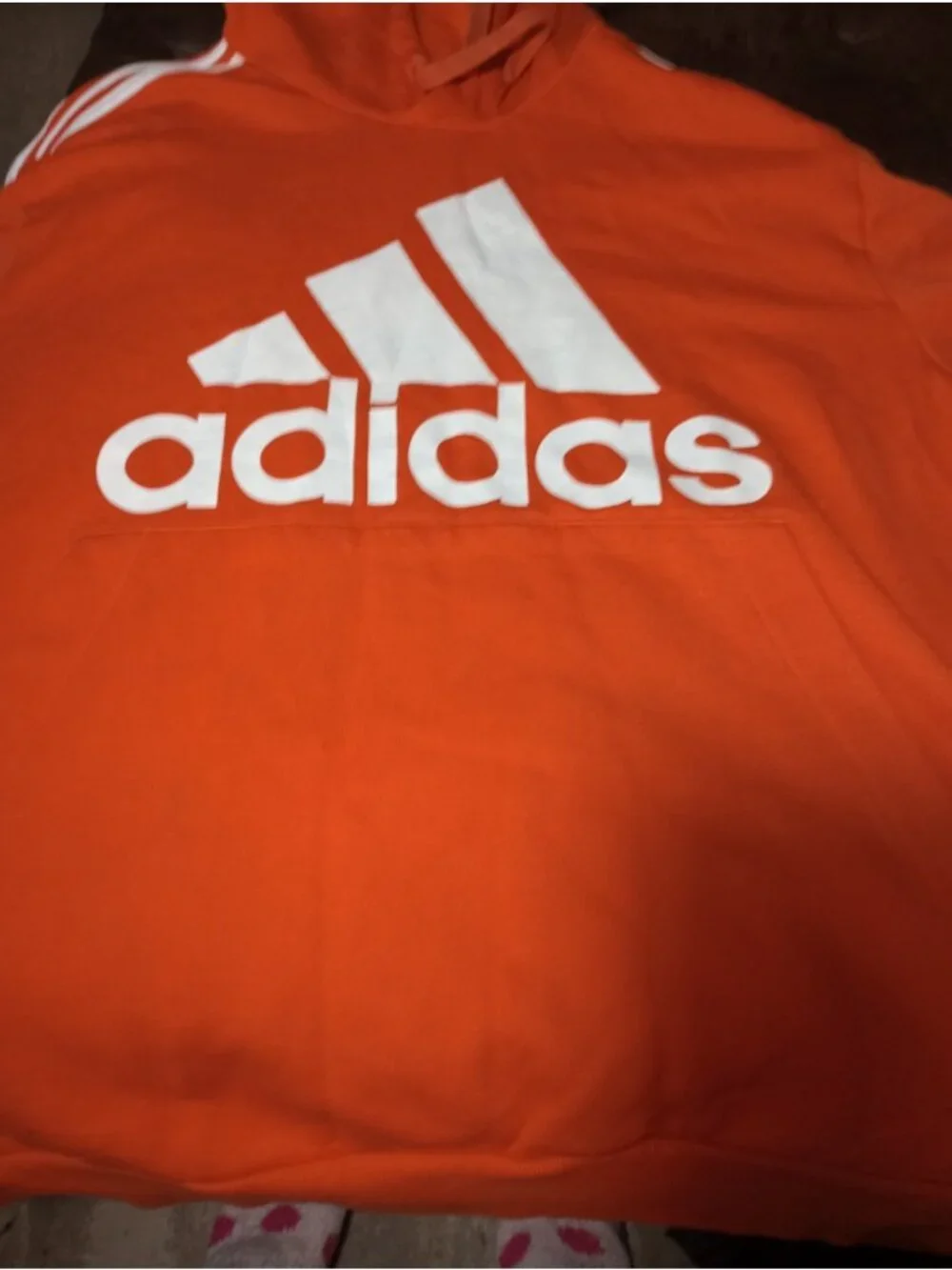 adidas Men’s Men Essential Badge of Sport Fleece Orange Hoodie Size 2XL